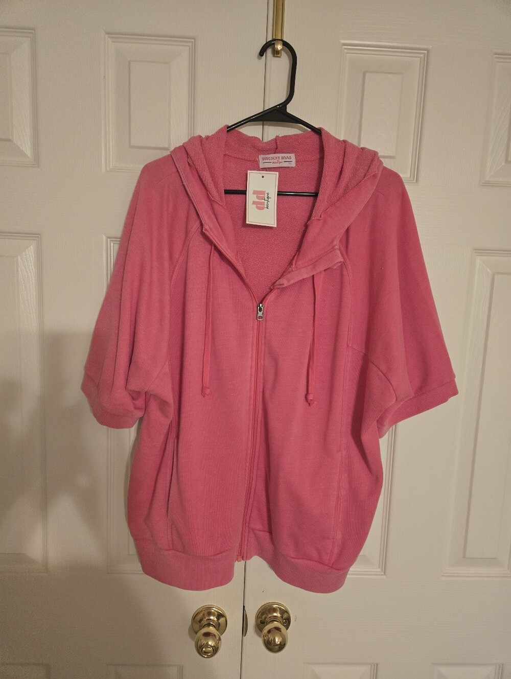 Discount Divas Pink Short-Sleeve Zip Hoodie